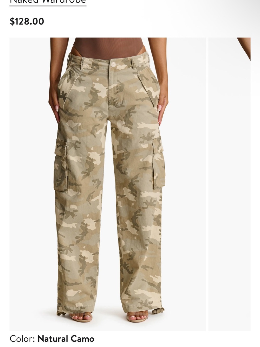 naked wardrobe Women's Camo Cargo Pants in Olive & Khaki